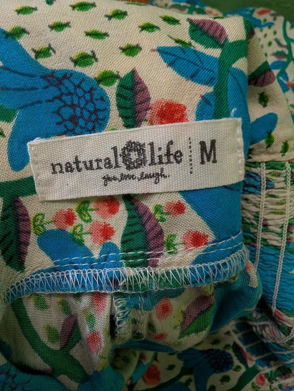 Natural Life Floral Smocked Mini Skirt Size M Blue Boho Cottagecore - Picture 6 of 8